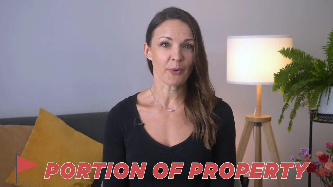 On-screen text showing 'PORTION OF PROPERTY' while explaining Dubai short-term rental rules