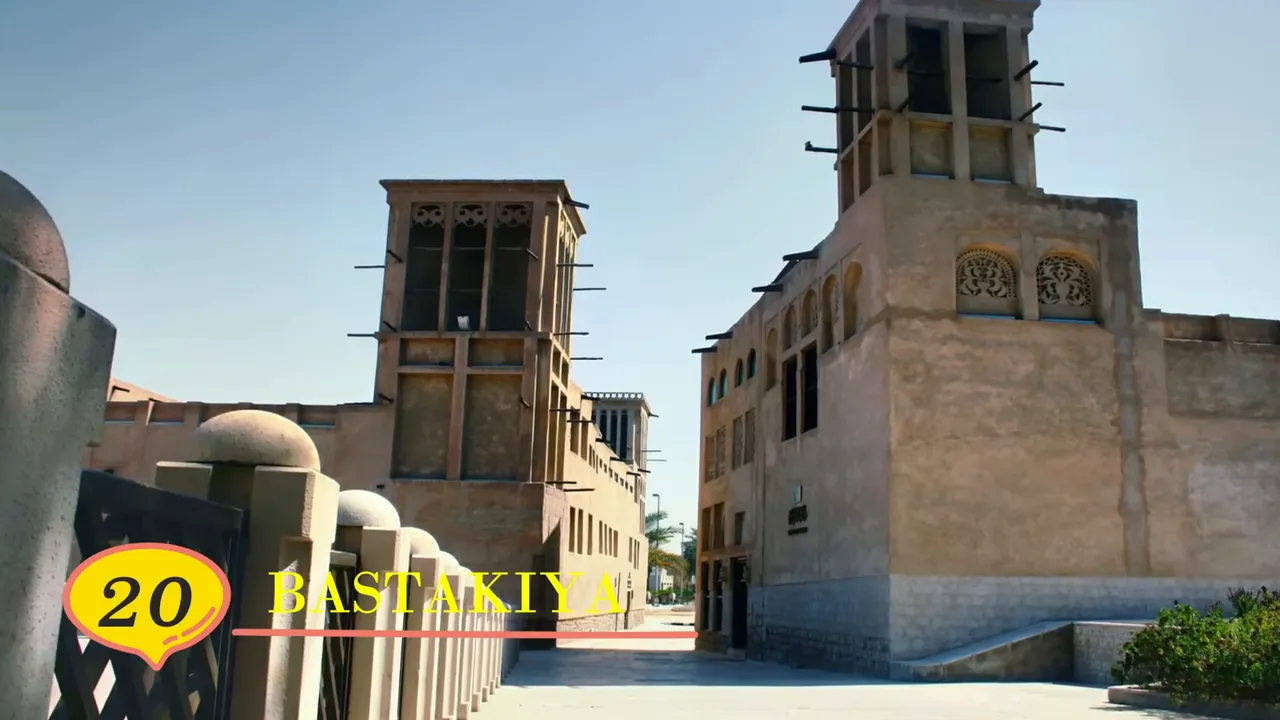 Al Bastakiya (Al Fahidi Historic District) showing traditional wind towers and heritage buildings in Dubai