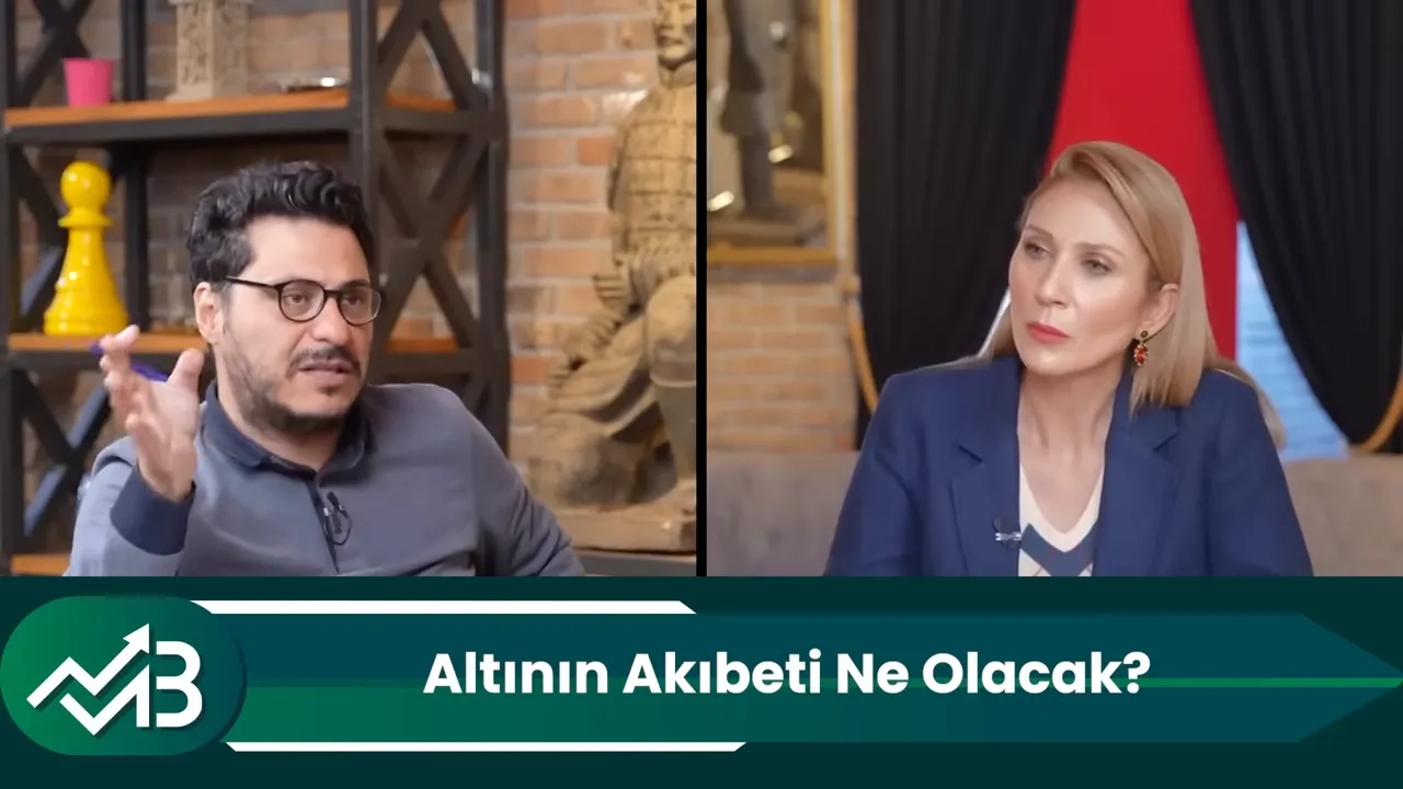 Bölünmüş ekranda konuşan bir kişi el hareketi yapıyor ve dinleyen konuşmacı; altta başlık.