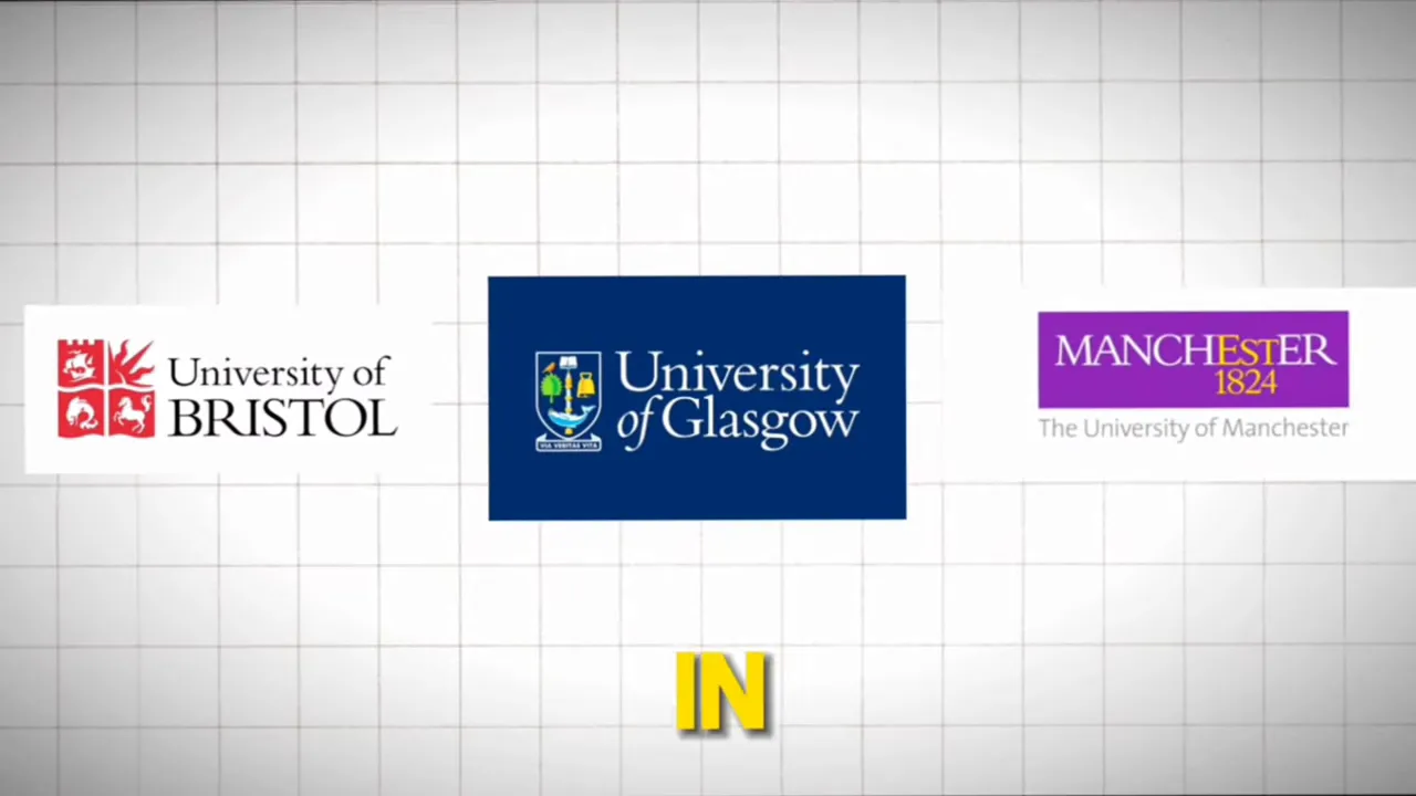 logos of University of Bristol, University of Glasgow and University of Manchester on a grid background