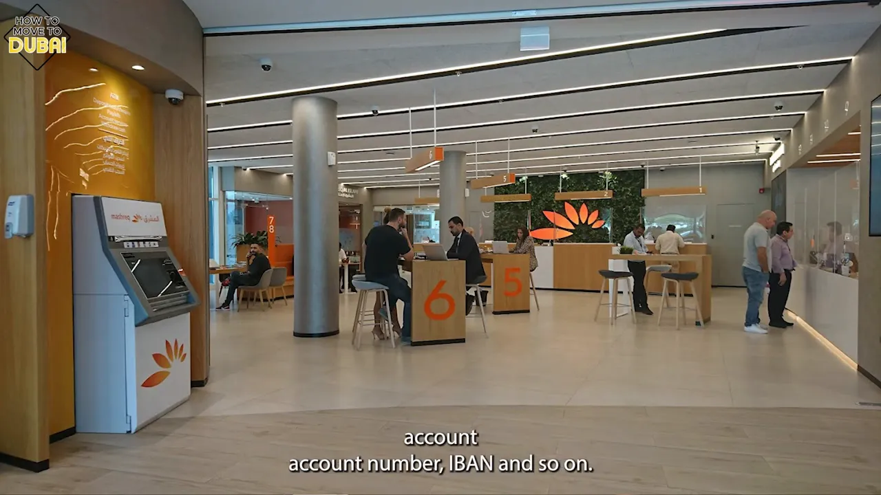 Mashreq bank branch counter area showing queue numbers and service desks