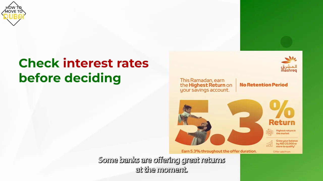 Mashreq savings promotion showing interest rates example
