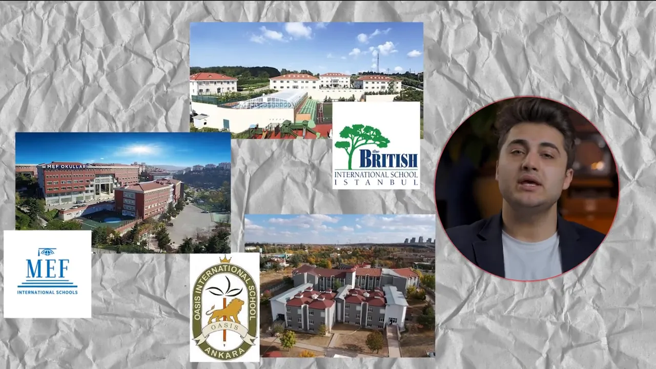 Clear collage of international school buildings and logos including British International School, MEF, and Oasis