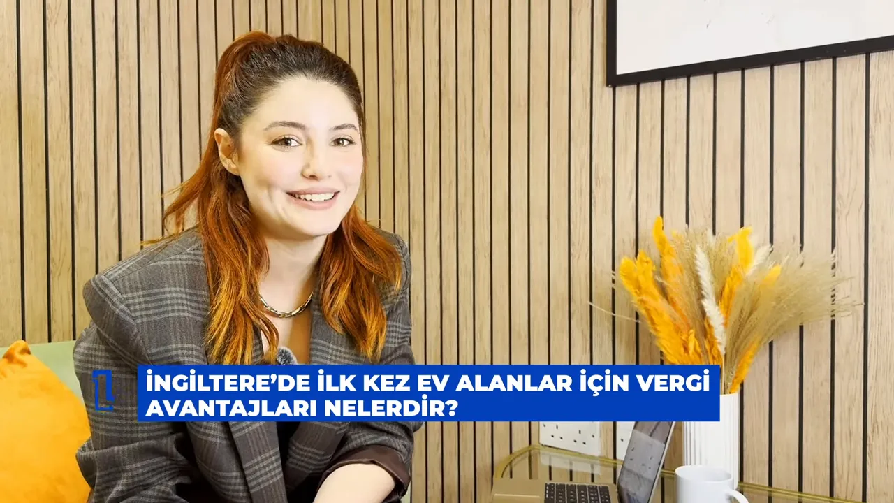 G&uuml;l&uuml;mseyen sunucu, arka plan dekoru ve alt bilgi bandı: İngiltere'de ilk kez ev alanlar i&ccedil;in vergi avantajları nelerdir?