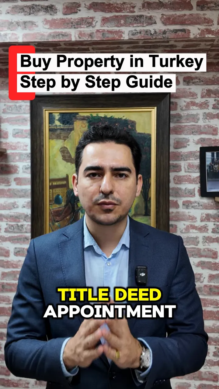 Presenter explaining the title deed appointment for buying property in Turkey