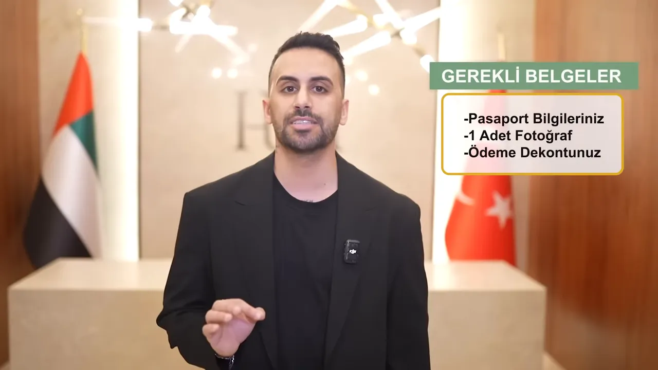 Gerekli Belgeler başlığıyla birlikte pasaport, fotoğraf ve &ouml;deme dekontu maddeleri okunaklı şekilde