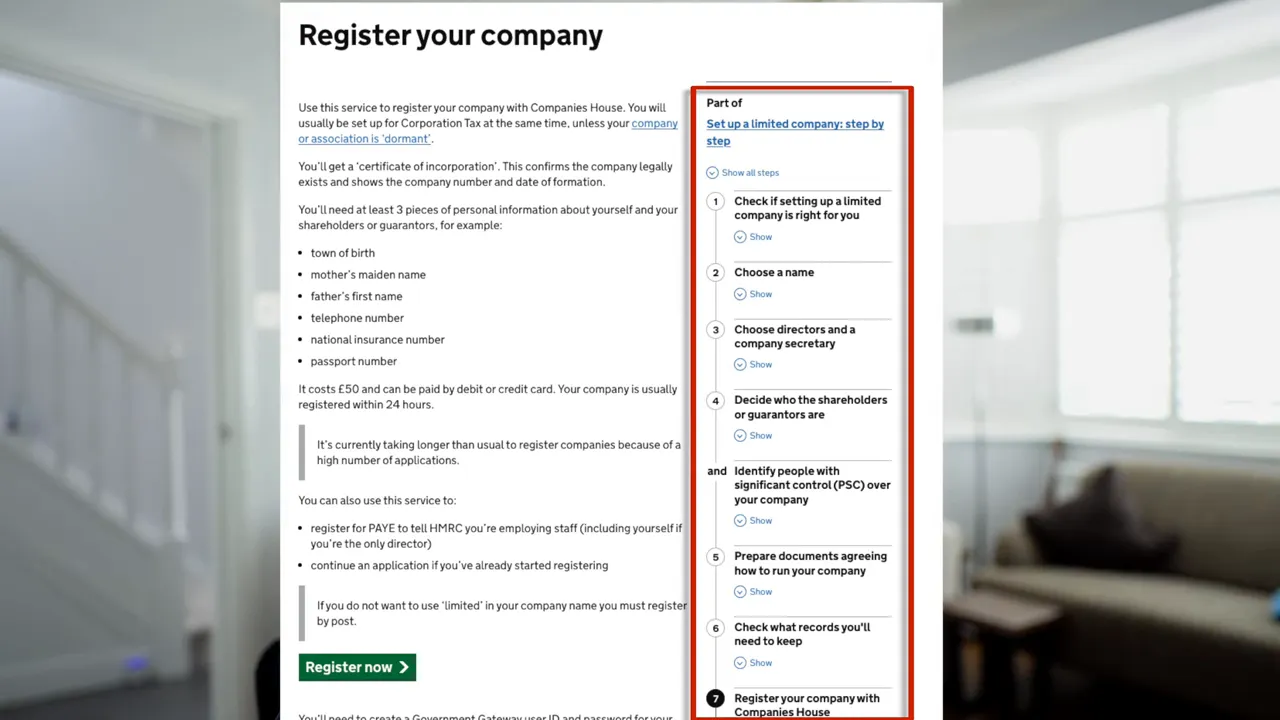 GOV.UK adım adım şirket kurma men&uuml;s&uuml;