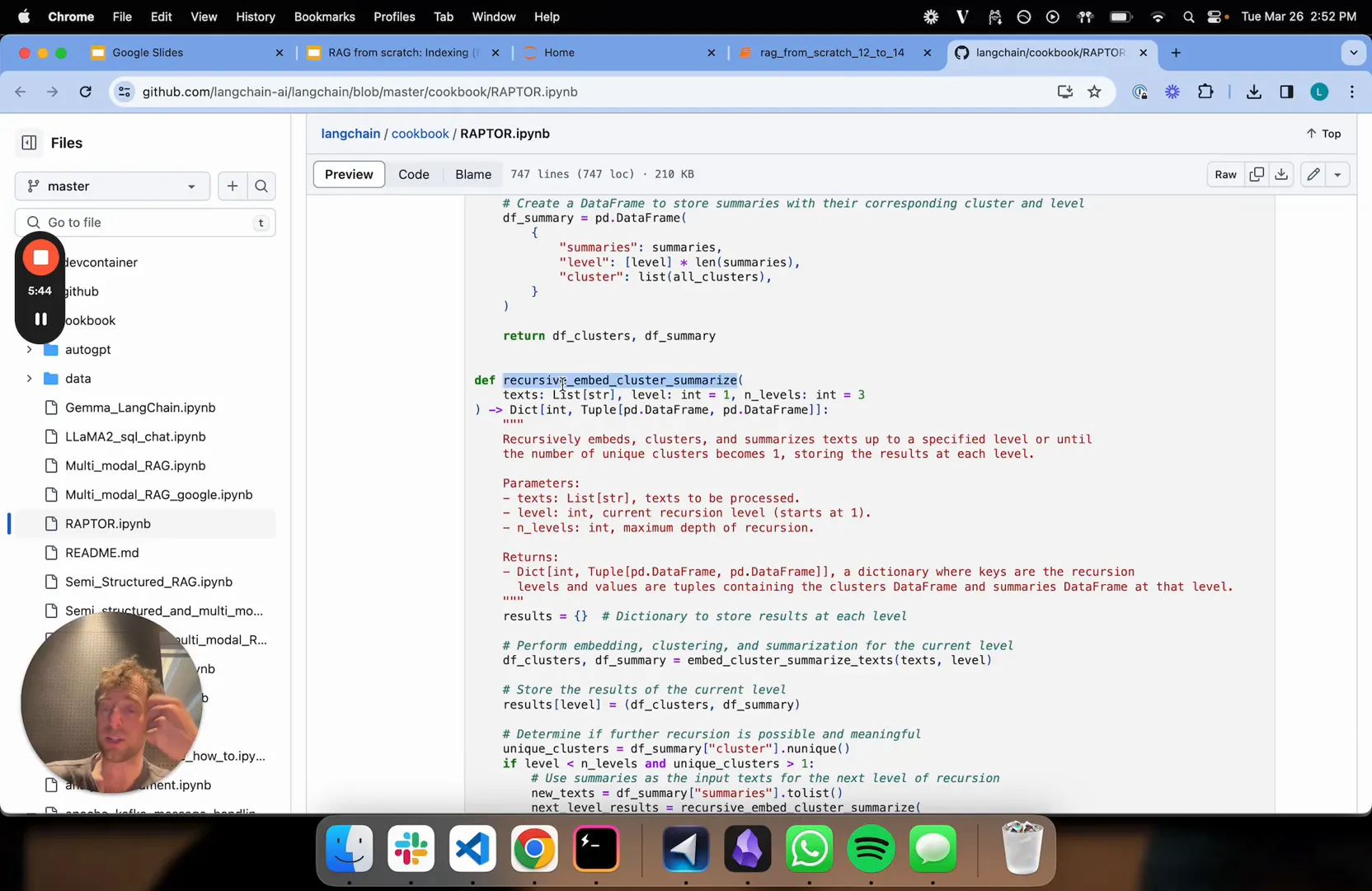 Recursive embedding and clustering process for RAPTOR