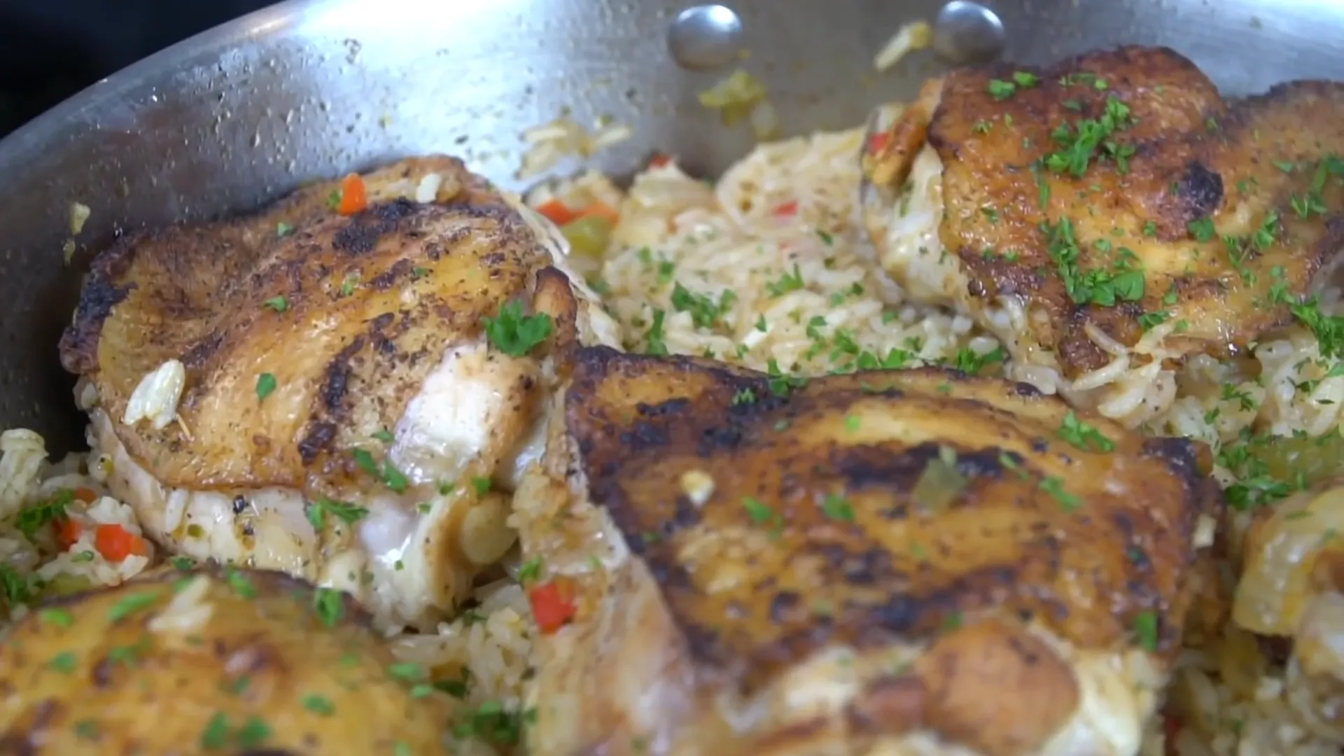 Plated chicken and rice