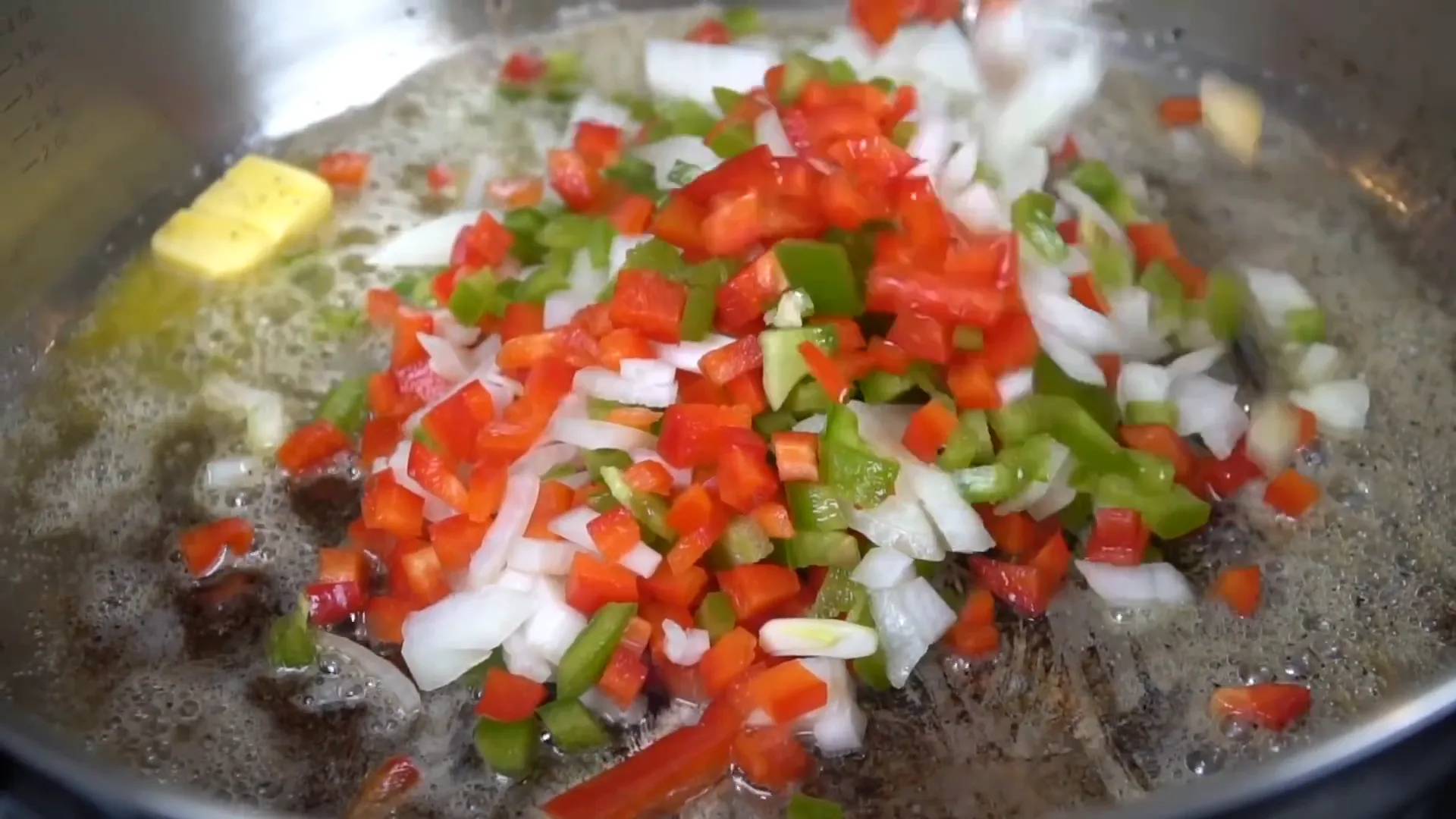 Adding butter to skillet