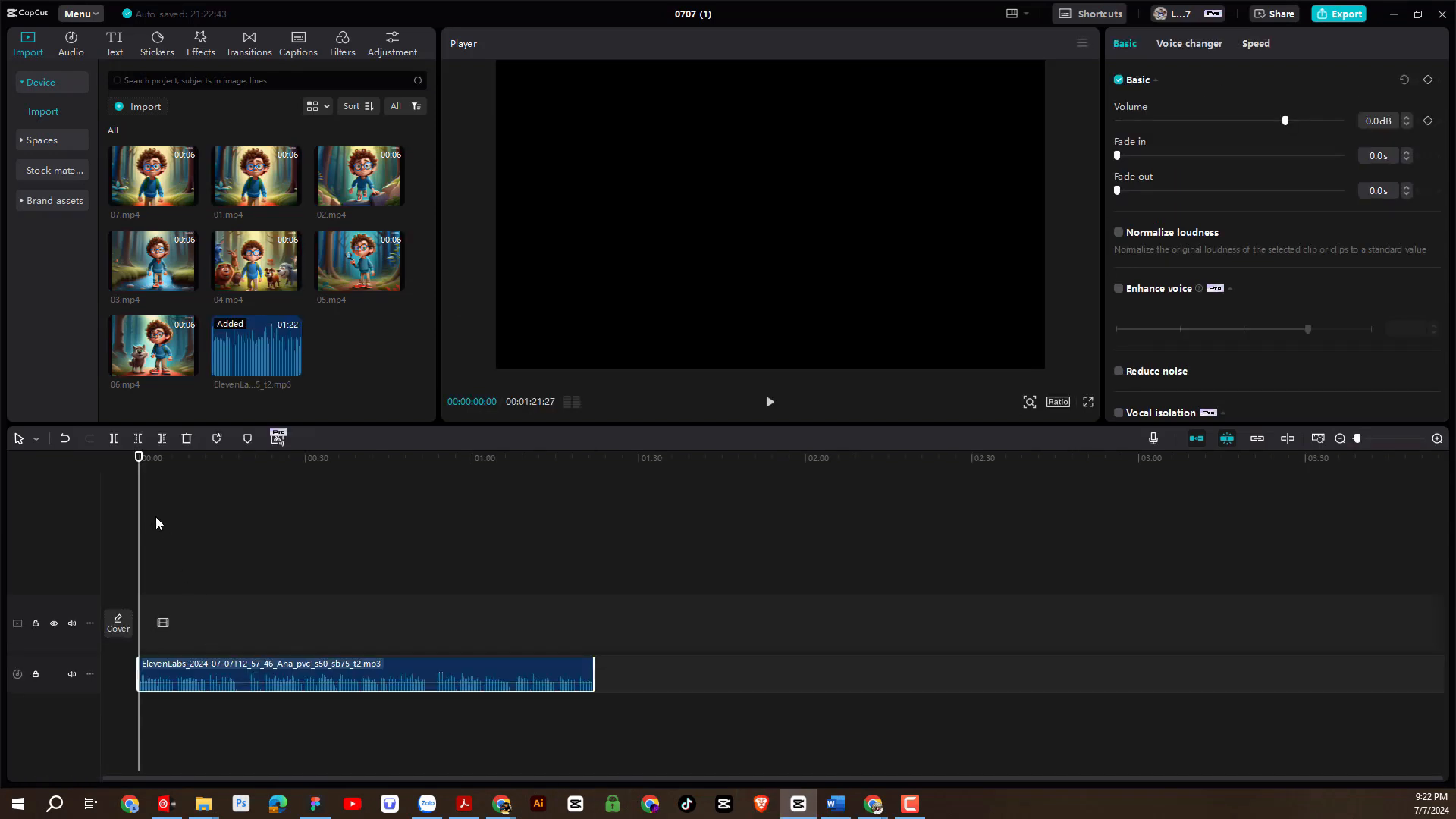 Editing video with CapCut