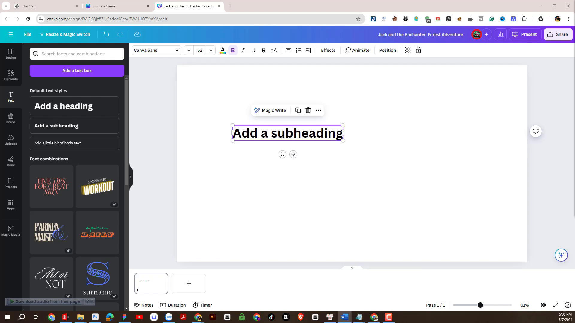 Creating images for scenes