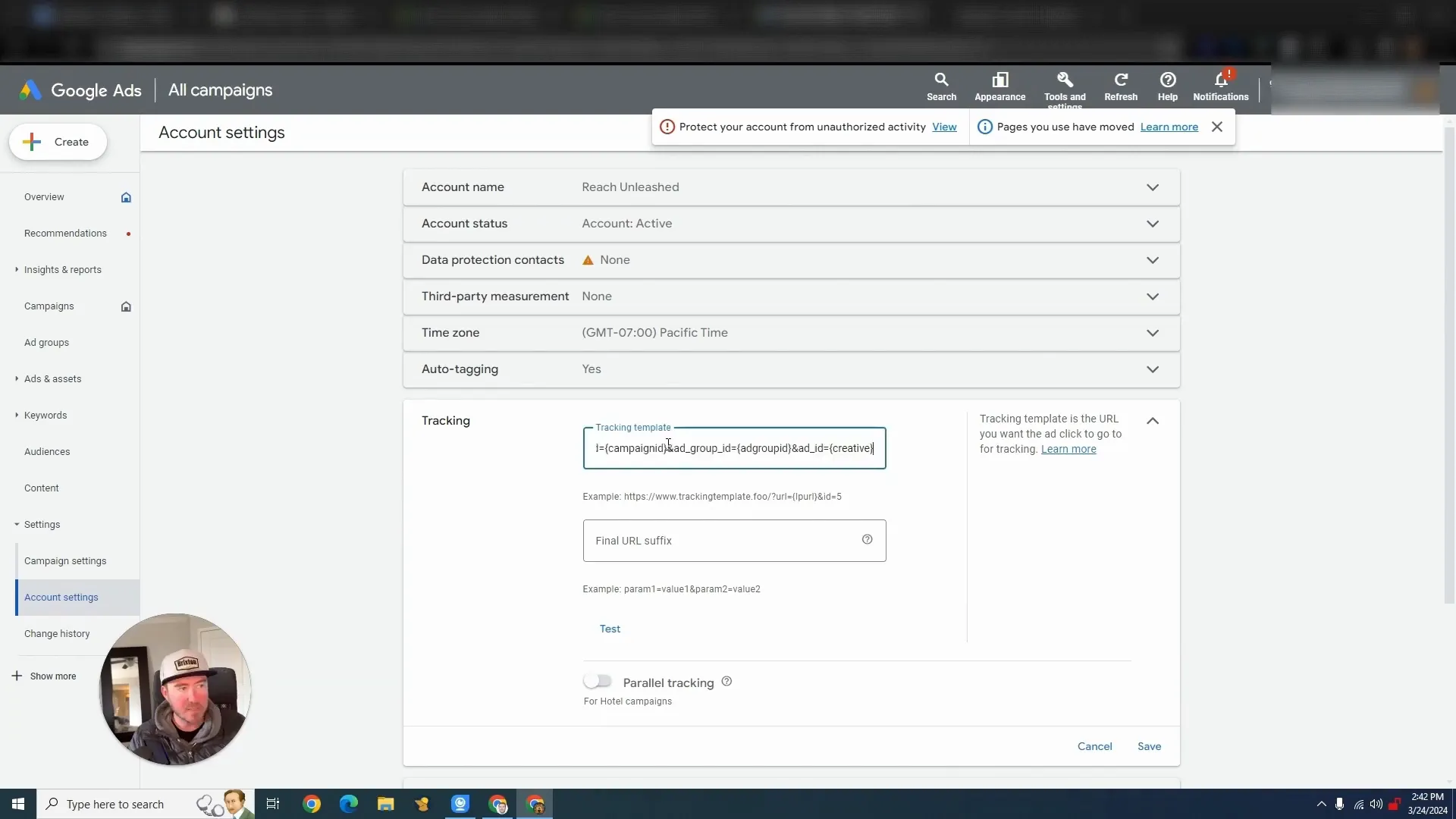 Google Ads Tracking Setup