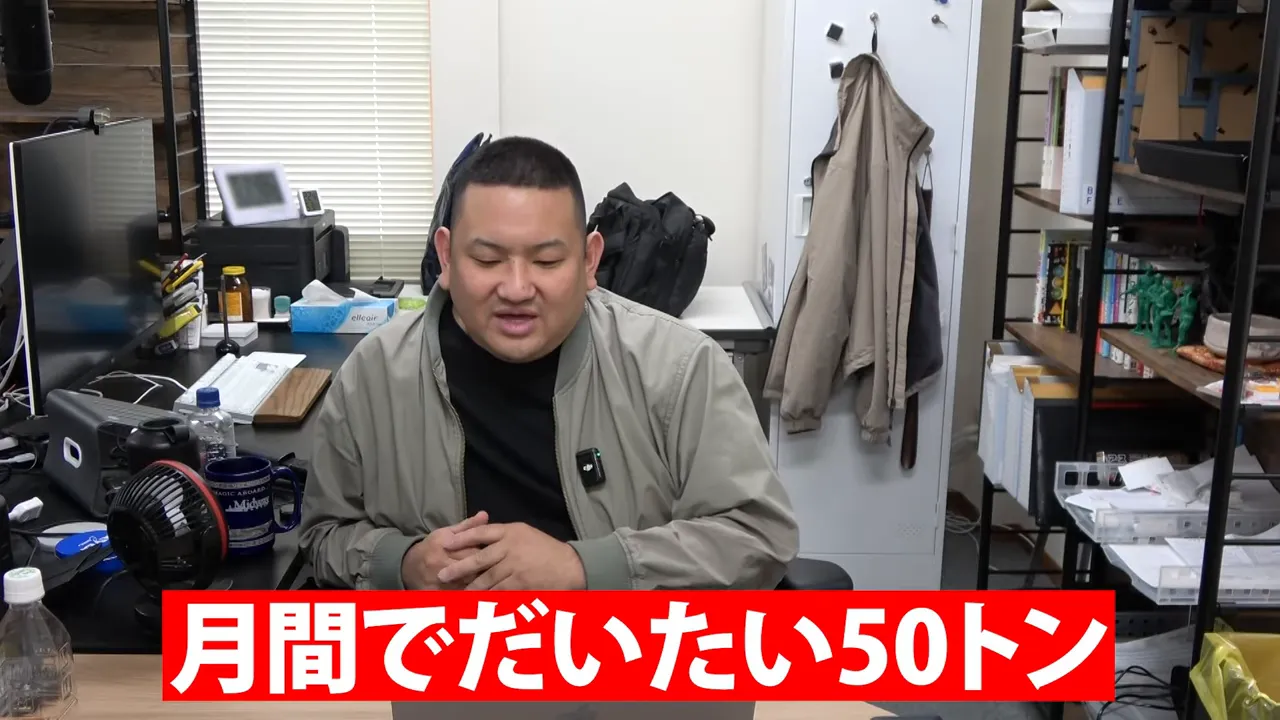 月間で約50トン買取できる古着買取の説明