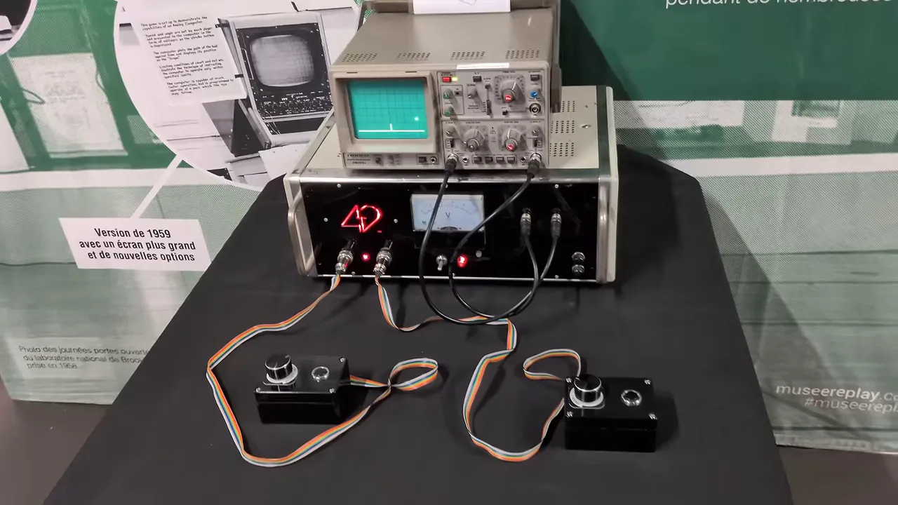 Installation Tennis for Two avec un oscilloscope et deux boîtiers de commande