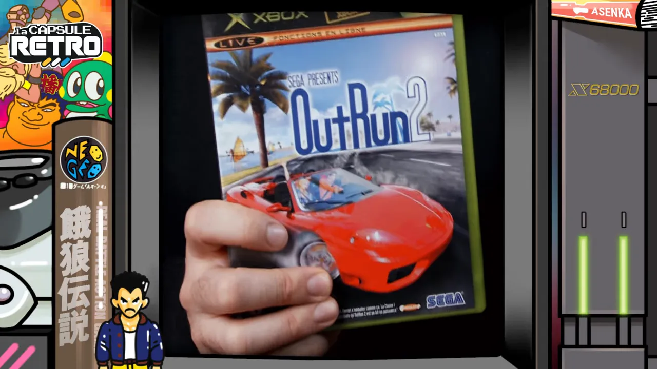 Gros plan sur le boîtier Xbox de OutRun 2