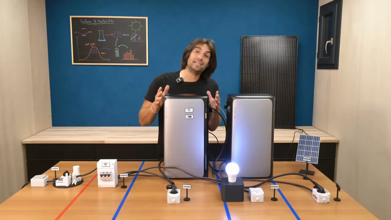 Interface de la domotique montrant production et consommation par appareil