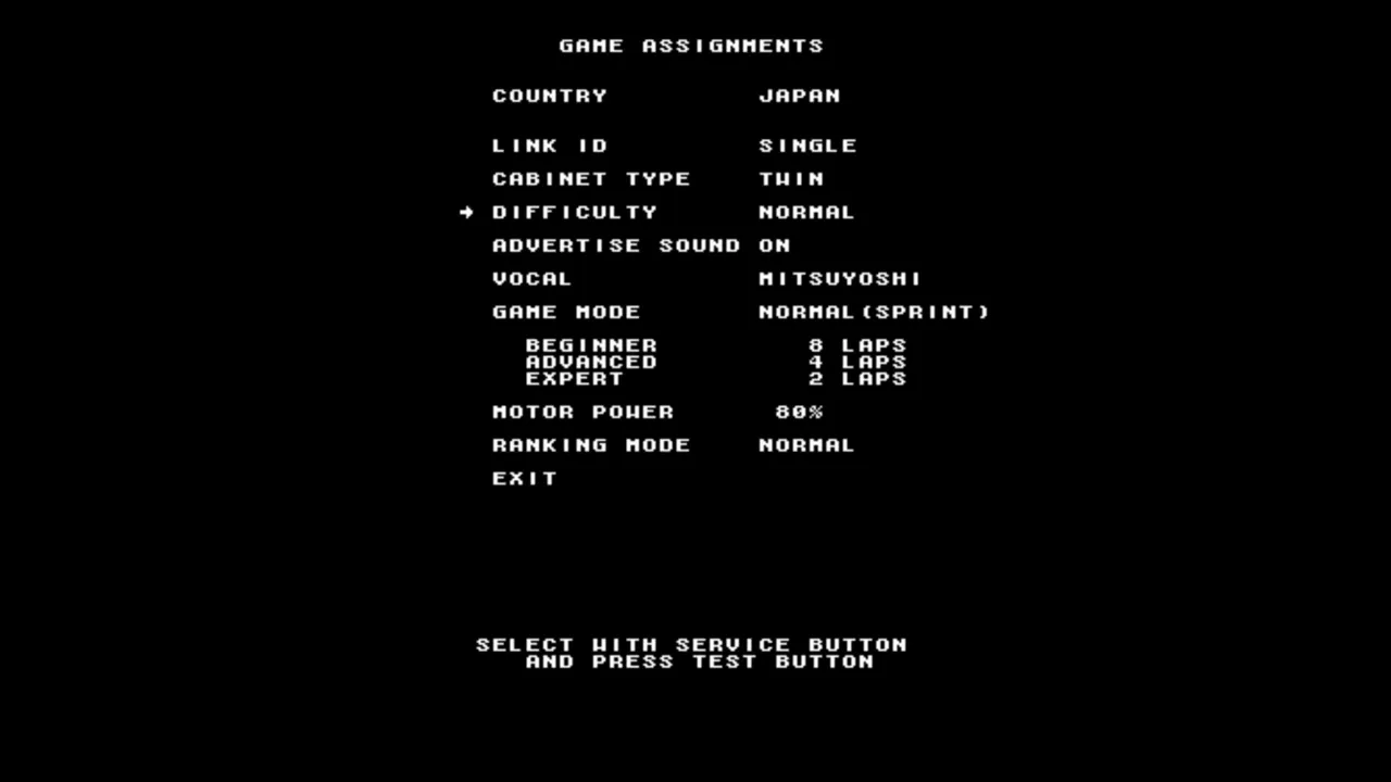 Menu de service/test montrant l'option de changement d'assignation de machine de master à single