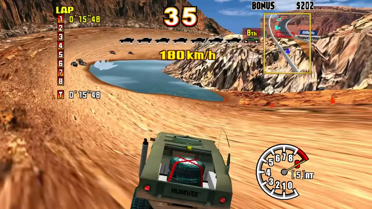 Gameplay de Daytona USA 2 en 1920x1080 avec widescreen et wide background activés