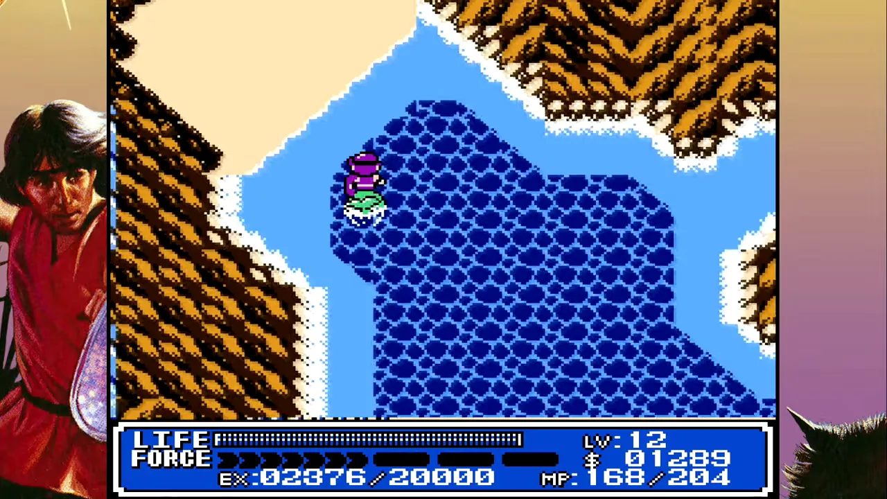 Personnage de Crystalis sur une carte vue de dessus près d une étendue d eau