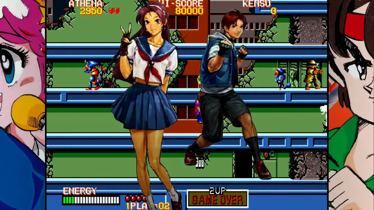 Athena et Kensou affichés en grand dans Psycho Soldier