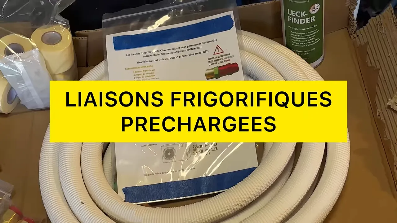 Liaisons frigorifiques préchargées enroulées avec raccords et accessoires