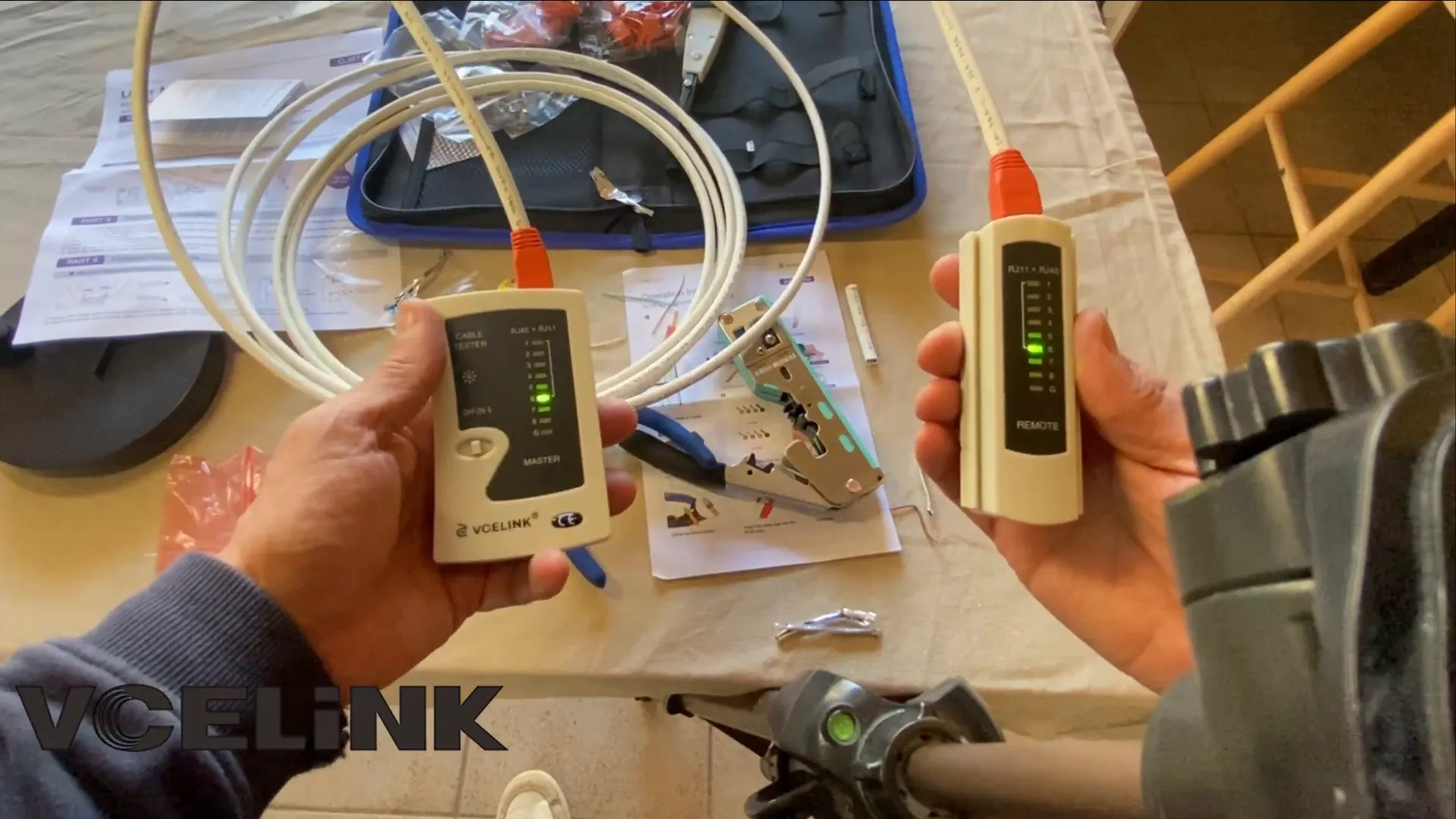 Test du câble RJ45 avec le testeur VCELINK