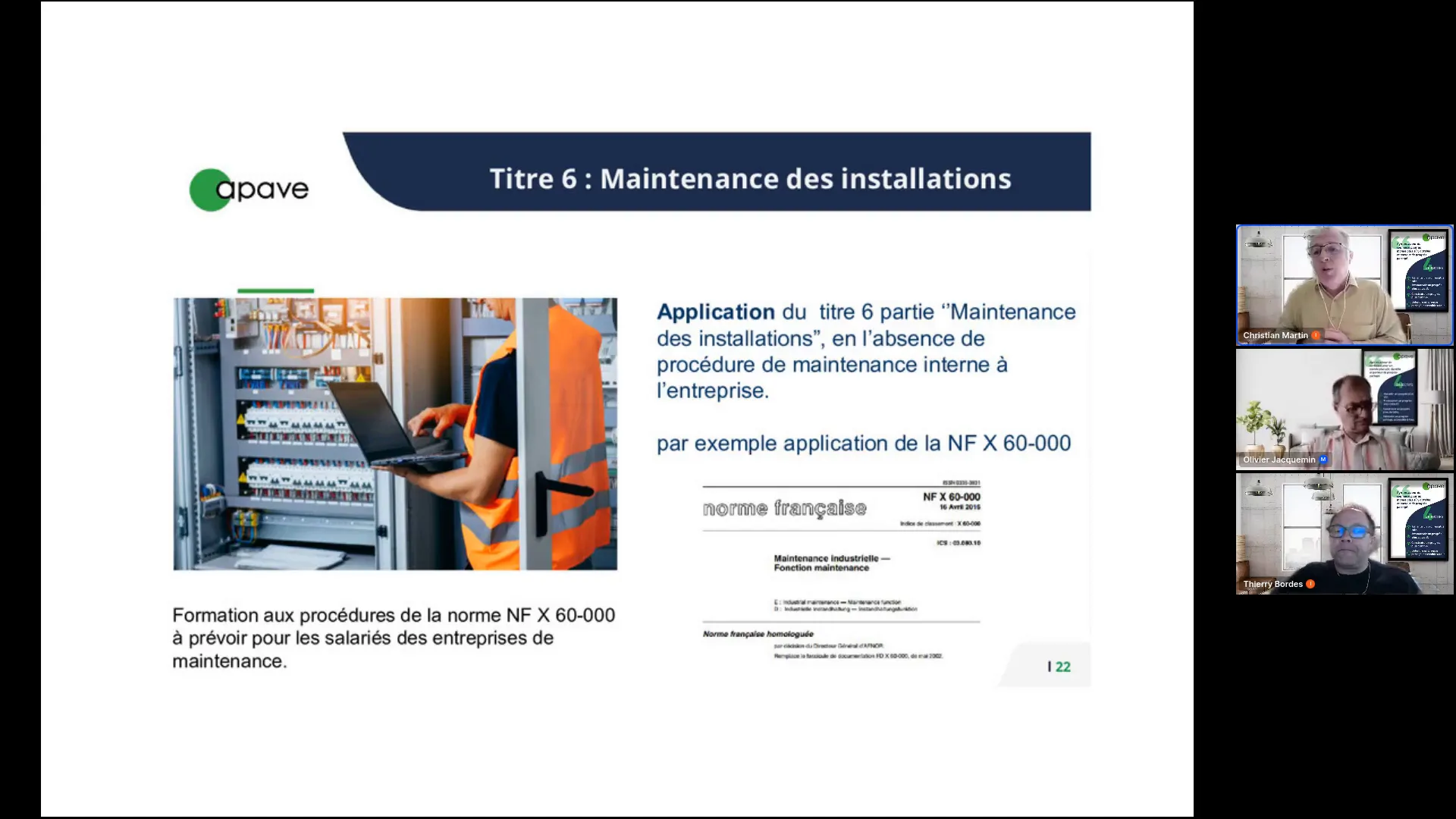 Maintenance des installations électriques