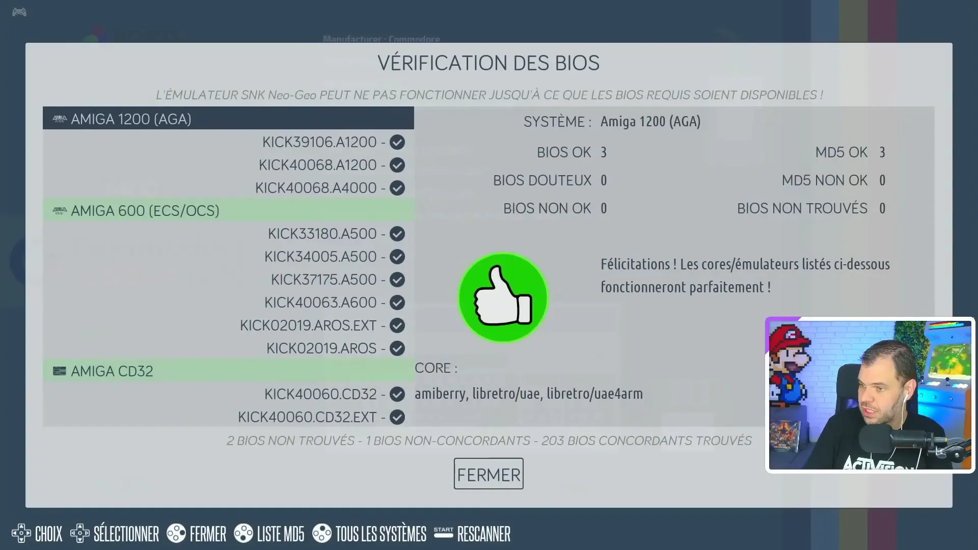 Vérification des BIOS