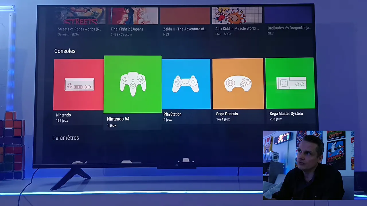 Interface Lemuroid montrant plusieurs tuiles de consoles rétro