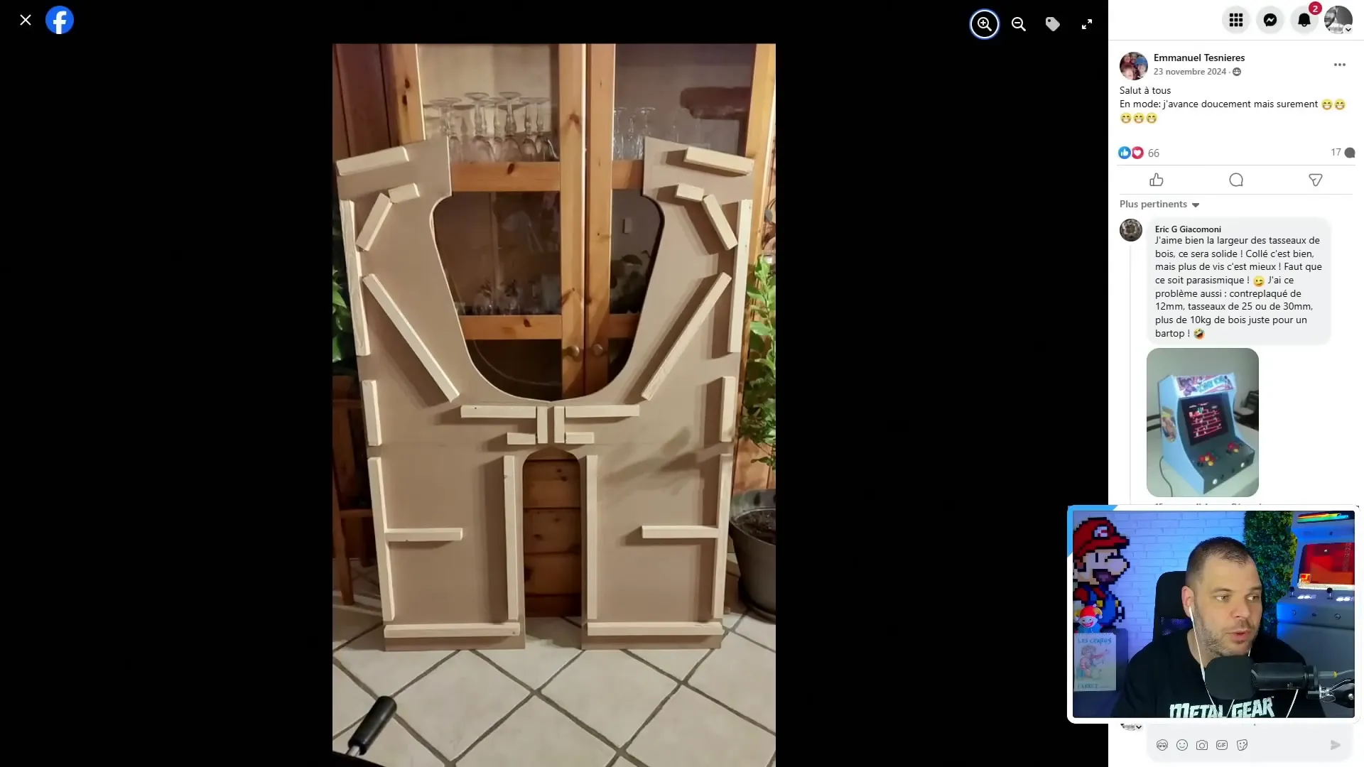 Structure de la borne avec des tassaux.