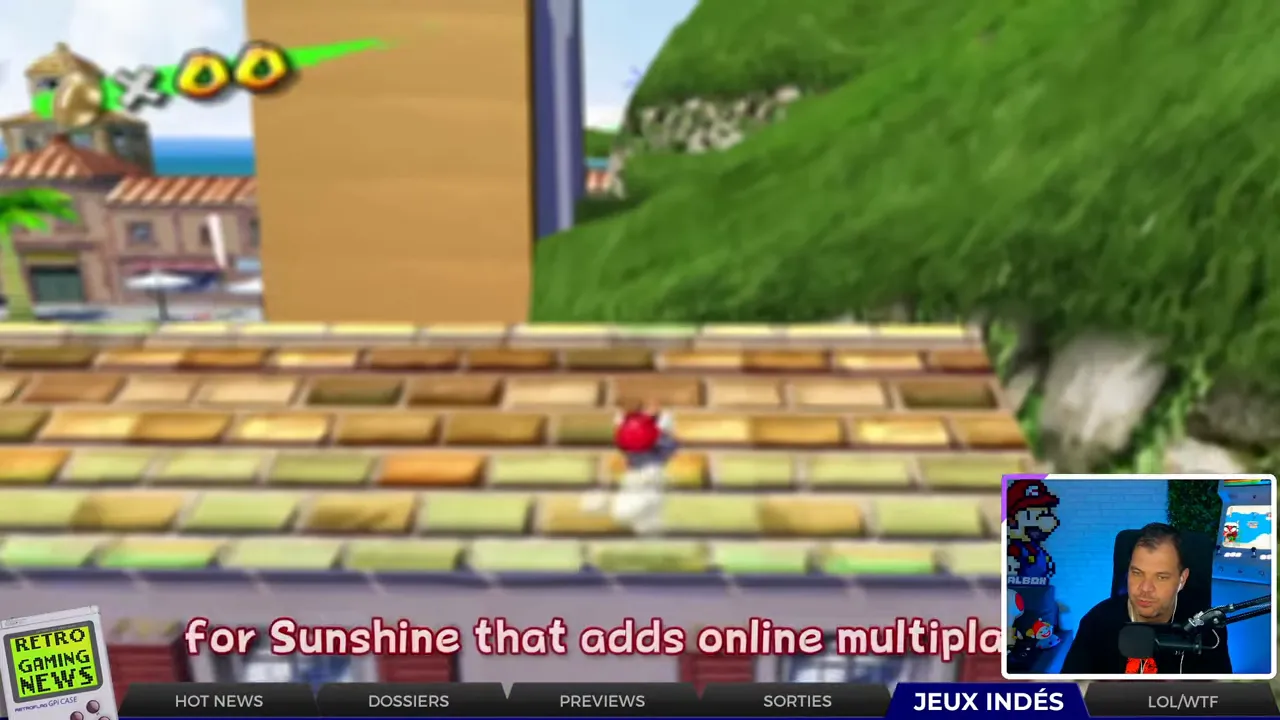 Plusieurs personnages parcourant les toits de Delfino dans Super Mario Sunshine Online