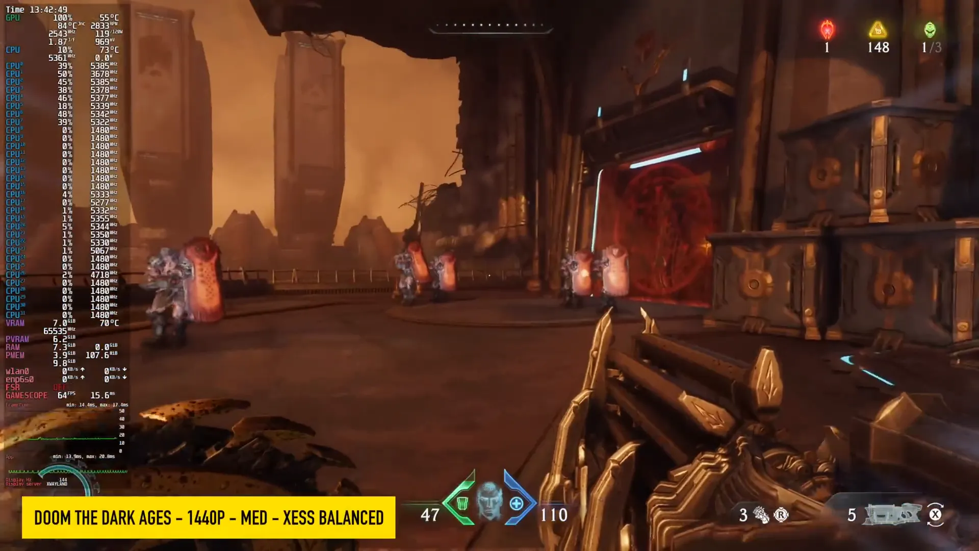 Doom The Dark Ages en 1440p sur le G7