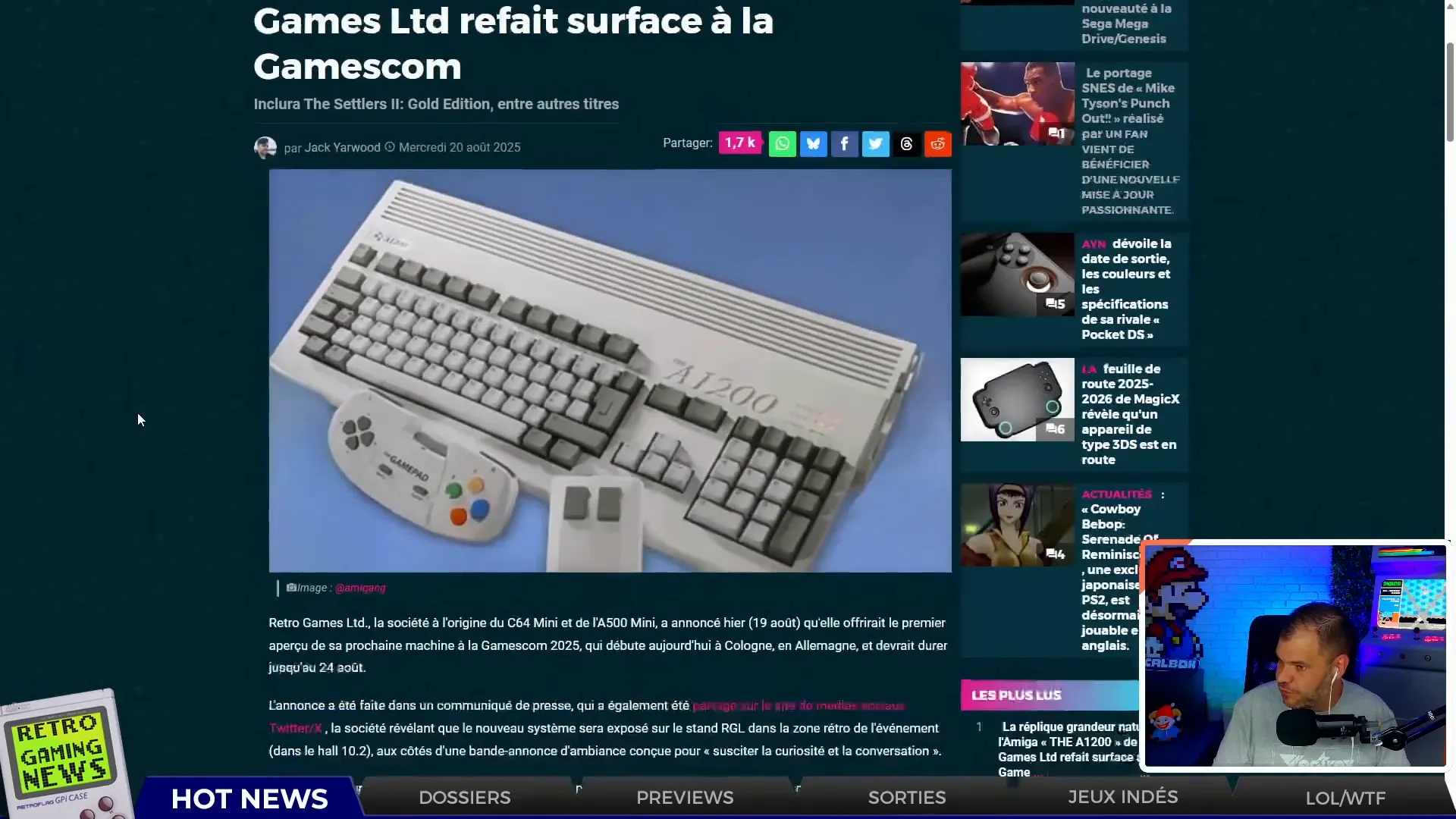 Réplique grandeur nature de l'Amiga 1200 présentée à la Gamescom