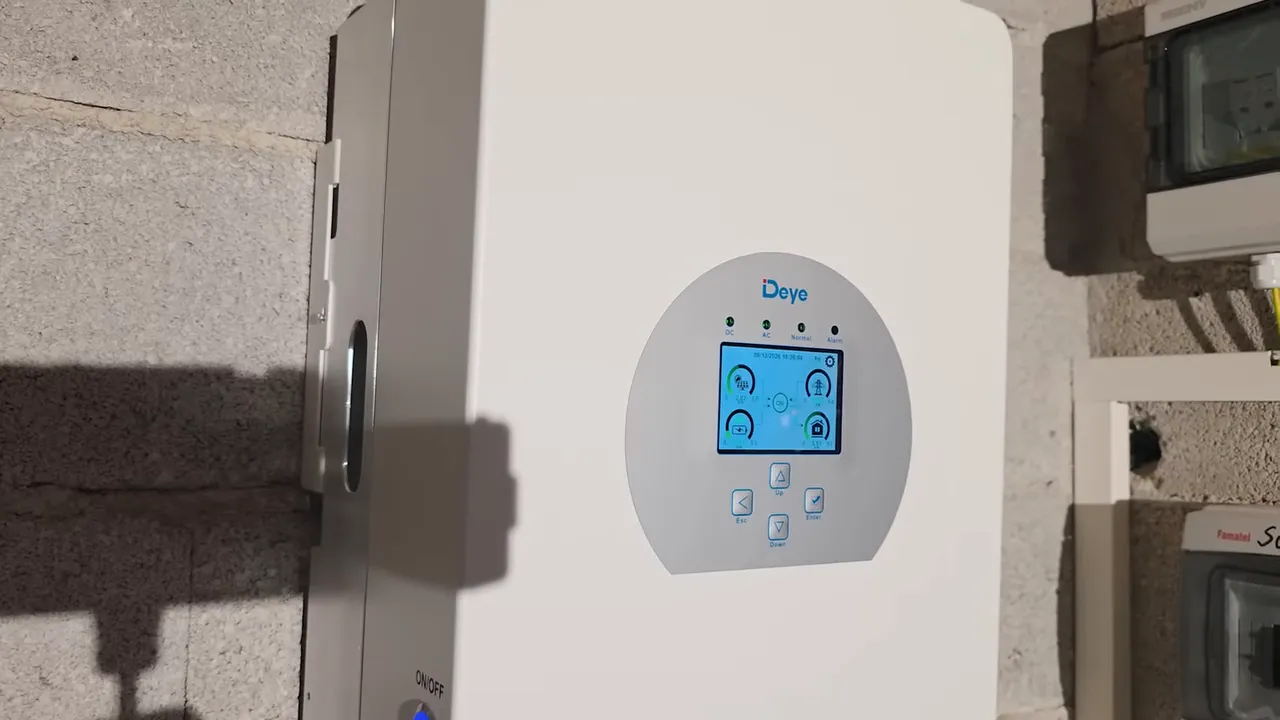 Écran d onduleur mural avec modules de mesure et câblage autour