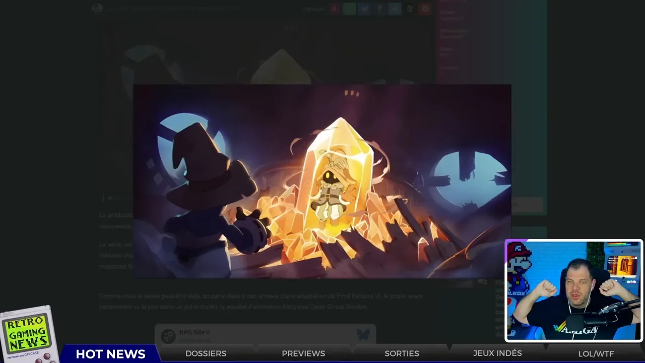 Capture d’écran de l’interface « Hot News » avec visuel Final Fantasy IX