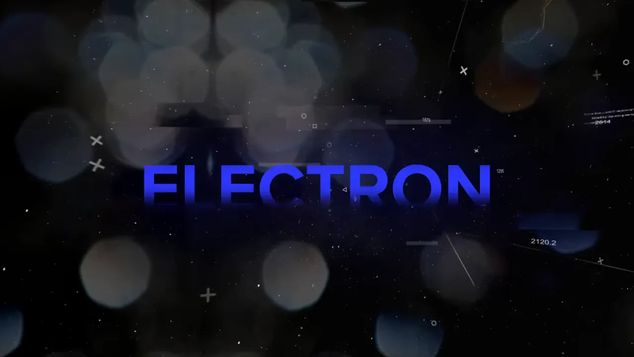 Titre Electron stylisé sur fond sombre