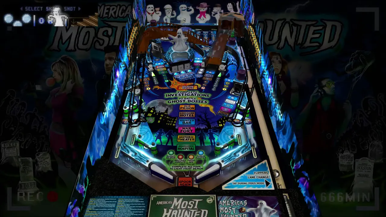 Table America s Most Haunted avec DMD couleur complet affiché en haut à gauche
