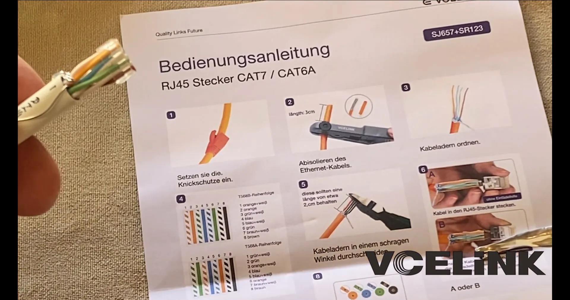 Insertion des fils dans le connecteur RJ45