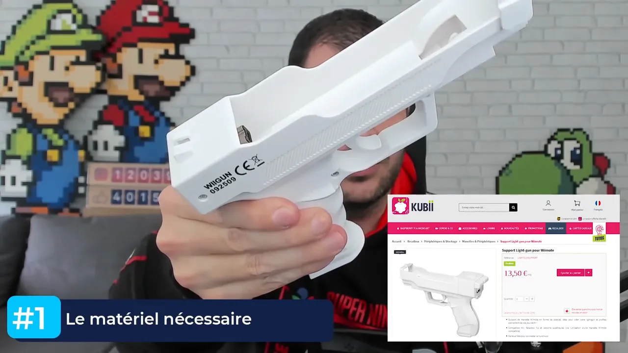 Vue détaillée du support pistolet pour Wiimote en setup Lightgun Recalbox