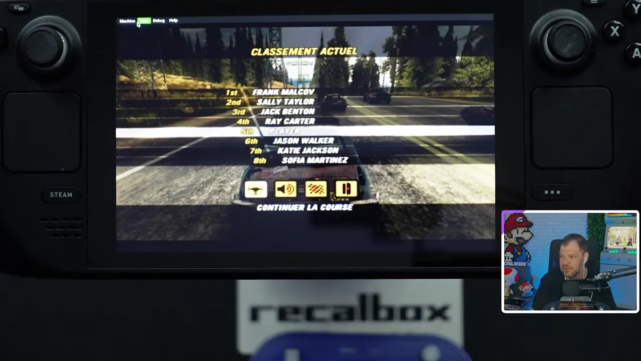 Écran de jeu Xbox original dans Xemu sur Steam Deck avec barres noires en 16/9