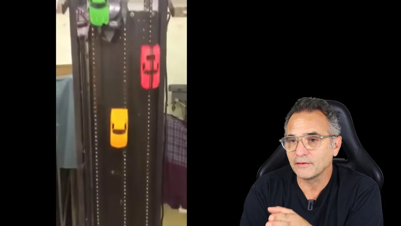 Vue interne Monte Carlo montrant les chaînes et les voitures sur les trois voies