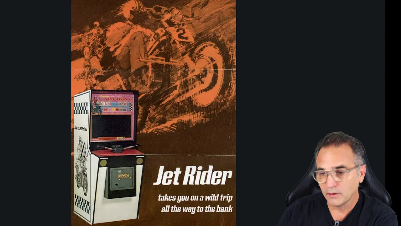 Flyer Jet Rider montrant le guidon de moto et le joueur en position