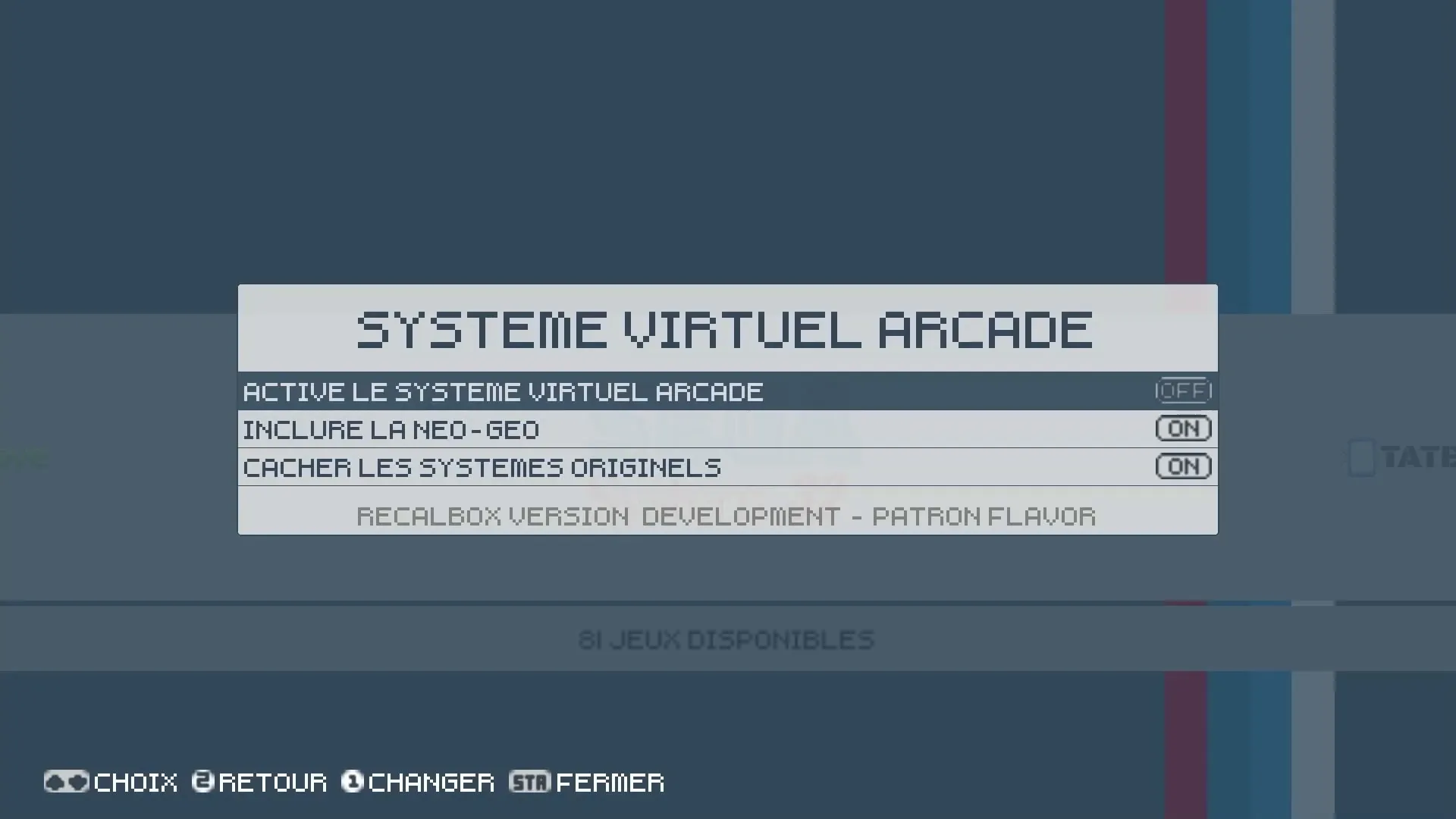 Système virtuel arcade dans Recalbox 9.2