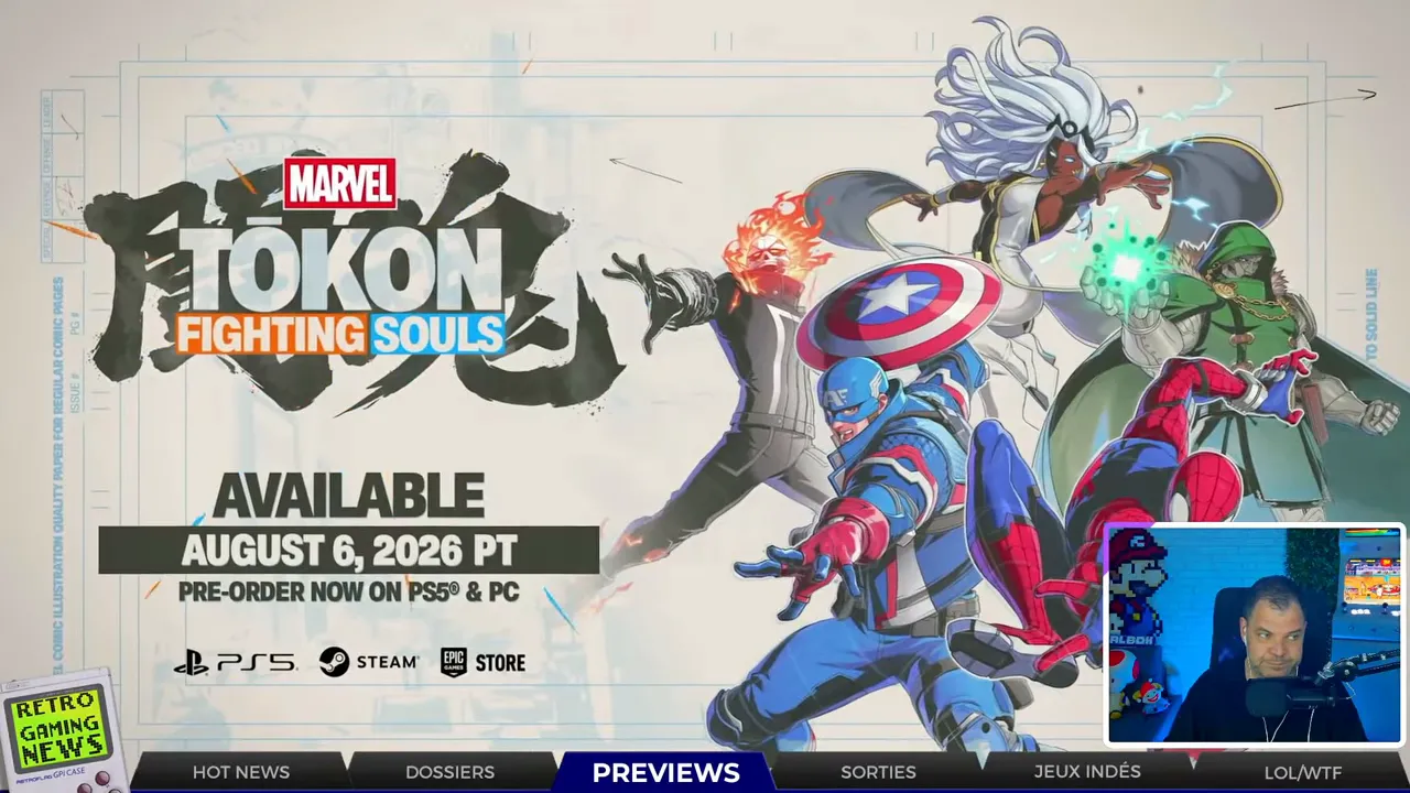 Illustration de personnages Marvel avec logo Marvel Tokon Fighting Souls