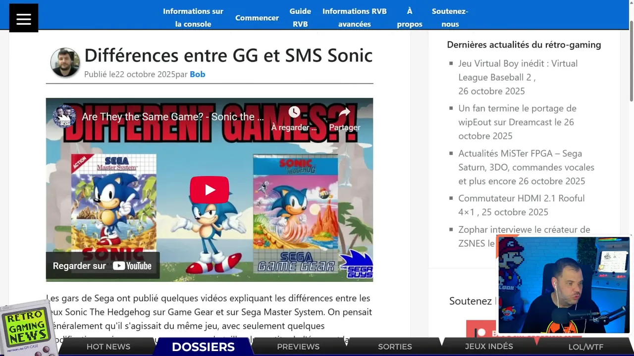 Comparaison Sonic Master System vs Game Gear