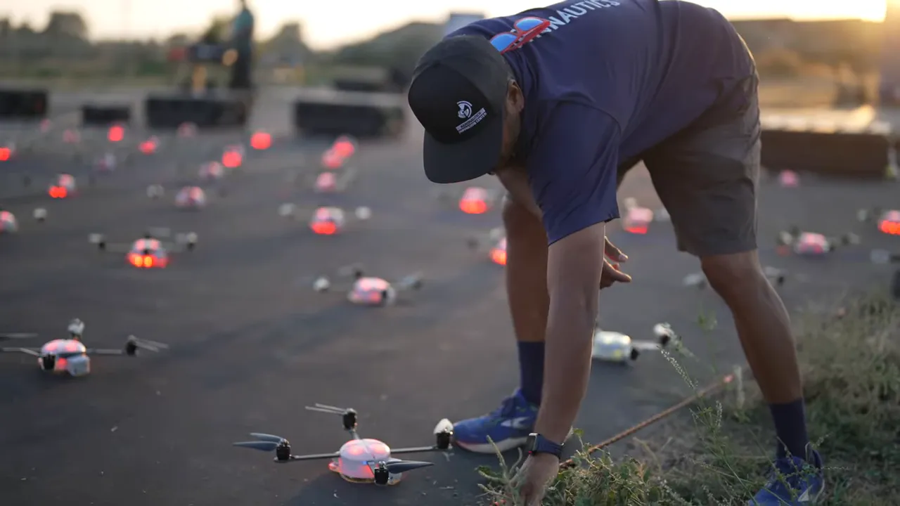 Students testing drones on the ground