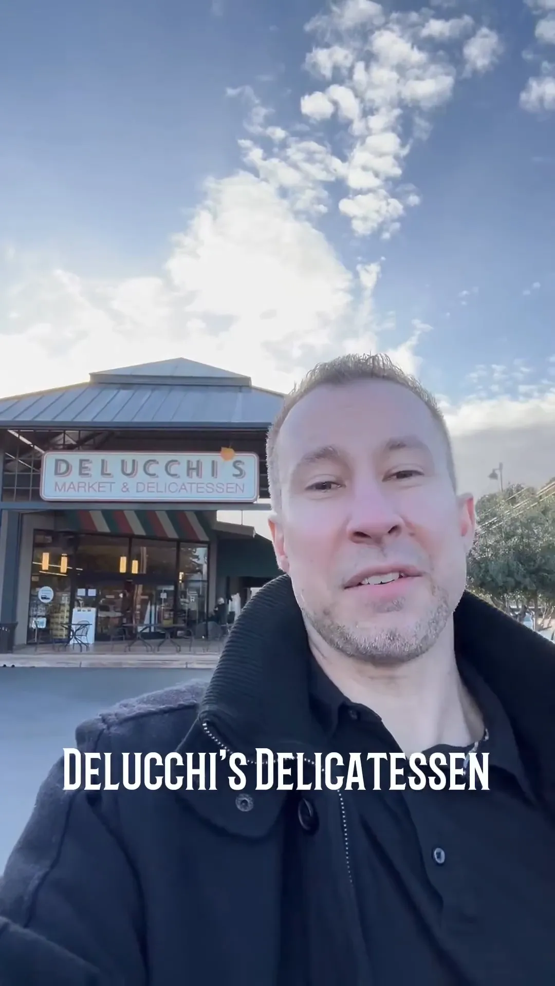 Exterior view of Delucci's Delicatessen showcasing local charm