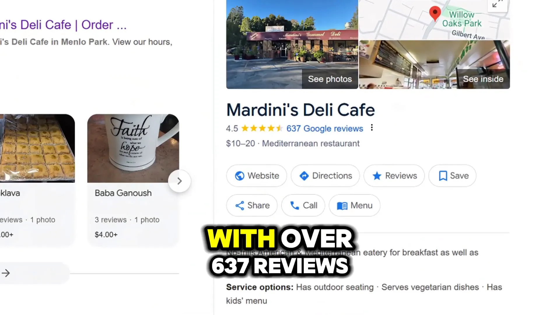 Google and Yelp review ratings for Mardini’s Deli Cafe