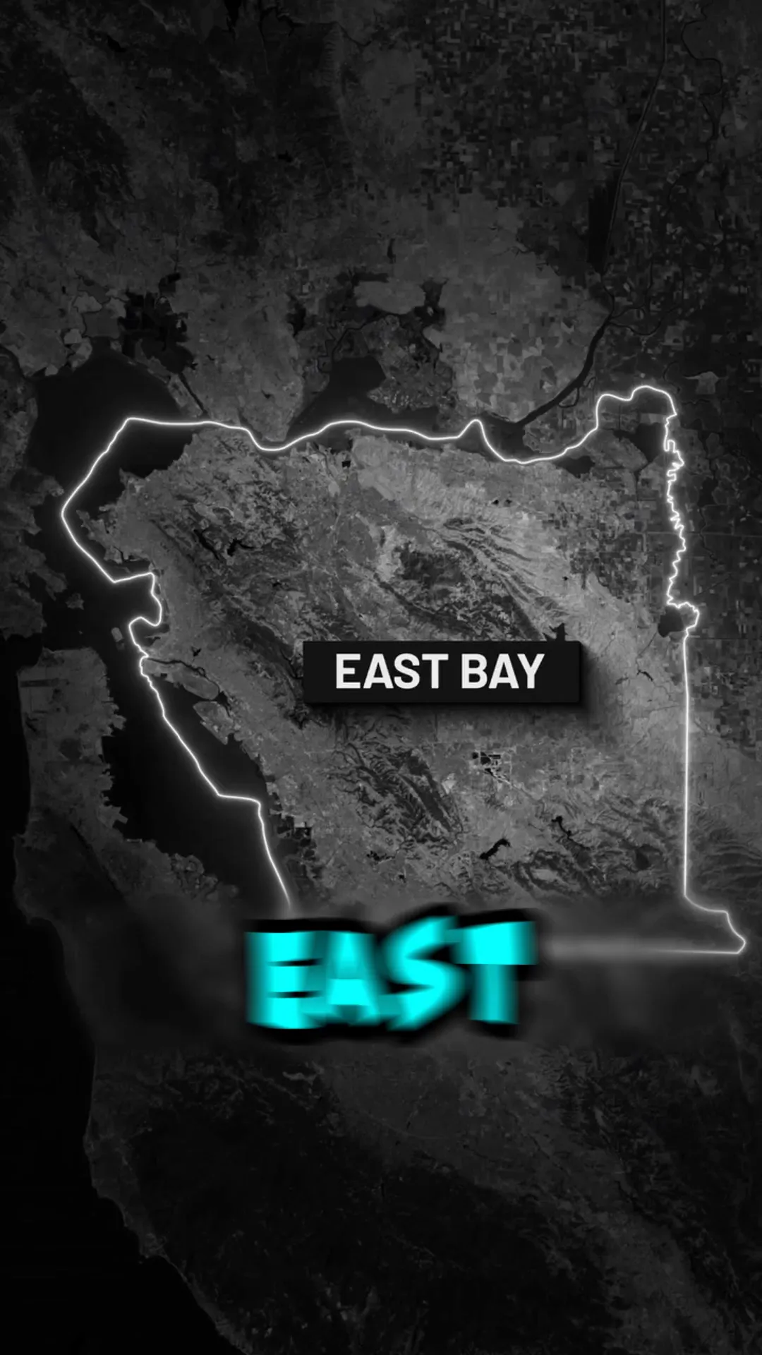 Map of East Bay showing notable cities